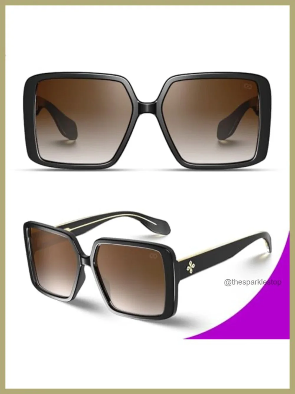 Oversized Square Sunglasses Women UV400 TR90 Frame Retro Fashion Designer